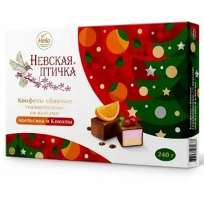 Конфеты сбивные глазированные со вкусами клюквы и апельсина Нева 240 гр.