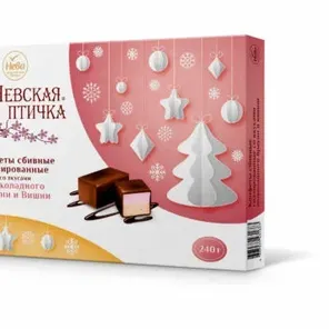 Конфеты сбивные глазированные со вкусами вишни и шоколадного Брауни "Невская птичка" 240гр