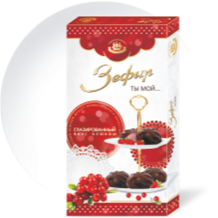 Зефир глазированый со вкусом клюквы 180гр